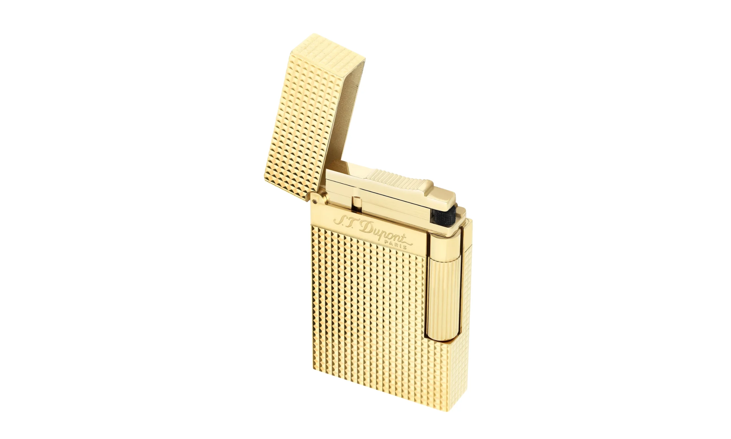 S.T. Dupont Ligne 2 Diamond Head With Gold Finish Lighter open