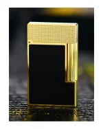 S.T. Dupont Ligne 2 Microdiamond Head Yellow Gold And Matt Black Lacquer Lighter detail 1