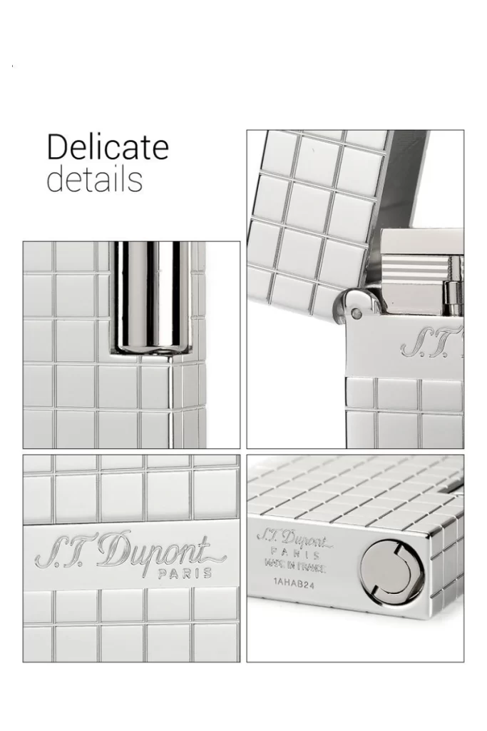 S.T. Dupont Ligne 2 Plaid silver lighter detail 5