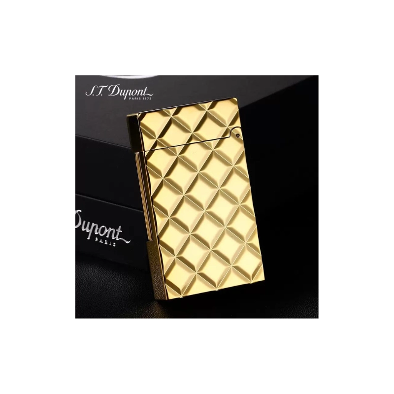 S.T. Dupont Ligne 2 Slim Quilted Yellow Gold lighter detail 5