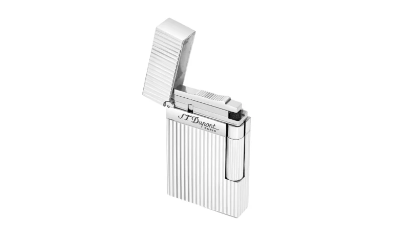 S.T. Dupont Ligne 2 With Silver Finish lighter open