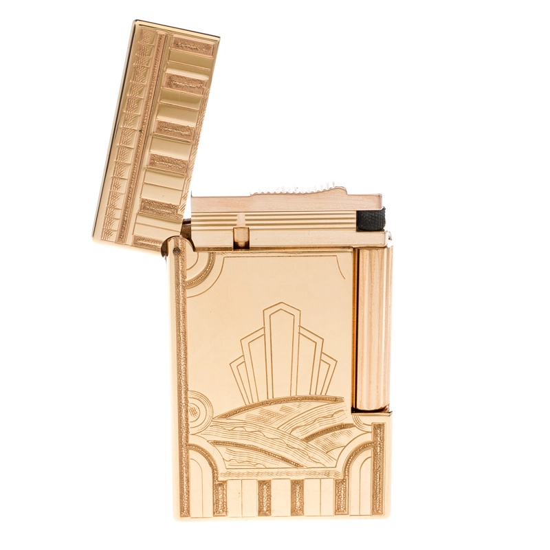 Experience Luxury: S.T. Dupont Art Deco Ligne 2 Textured Gold Finish  Limited Edition Lighter - S.T. Dupont Outlets