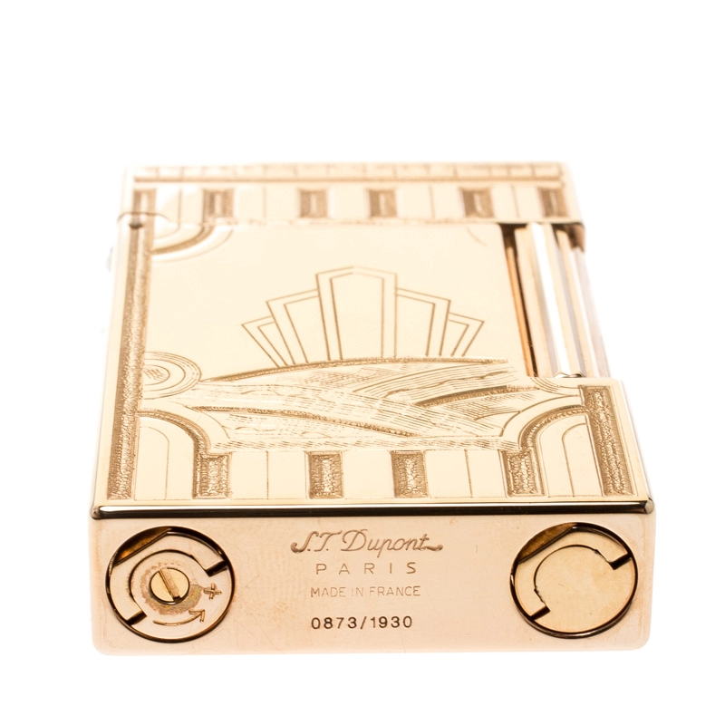 ST Dupont Art Deco Ligne 2 Textured Gold Finish Limited Edition Lighter 3
