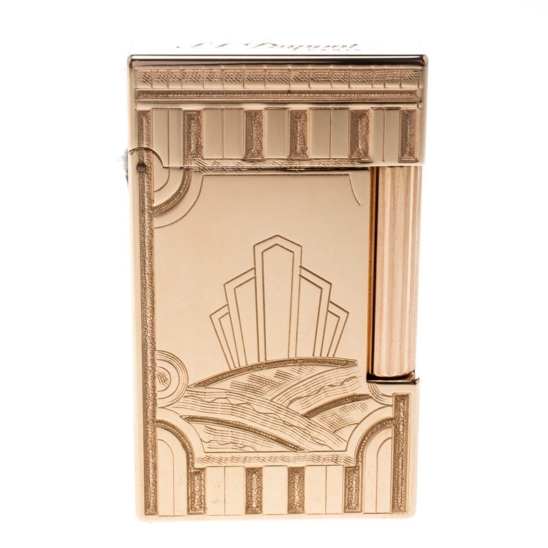 Experience Luxury: S.T. Dupont Art Deco Ligne 2 Textured Gold Finish  Limited Edition Lighter - S.T. Dupont Outlets