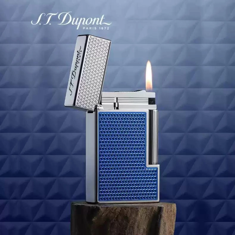 S.T. Dupont Ligne 2 Electric Blue Lacquer Guilloche Lighter detail 6
